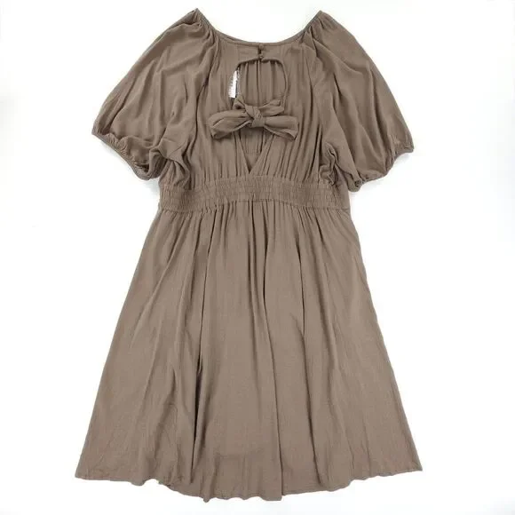 brown cottage core dress Floral Cottagecore Dress & Lace-Up Vest main image 0